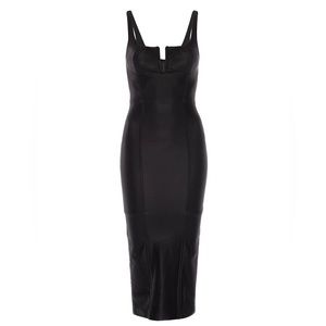 GOOD AMERICAN Scuba Corset Midi-Dress in Black